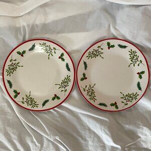 Lot of 2 Royal Norfolk CHRISTMAS HOLLY BERRY Porcelain Dinner Plates 10.5" read